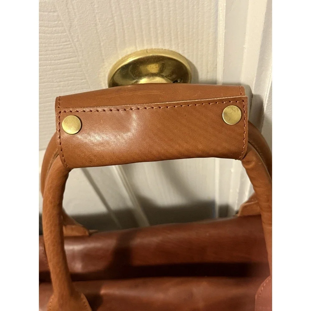 MaheTri Brown Leather Duffle Trolley Travel Bag